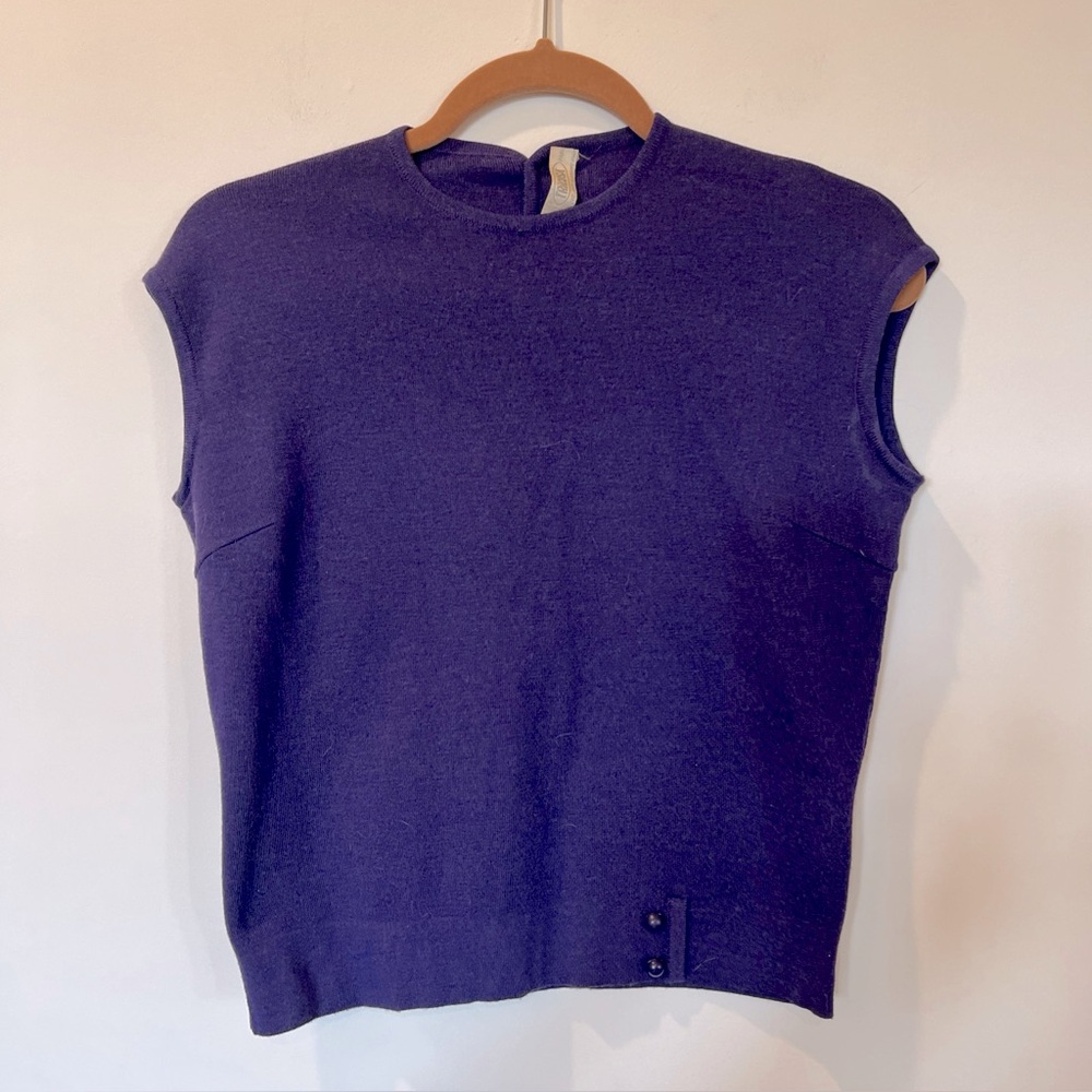 Vintage 70’s sleeveless sweater wool purple small medium